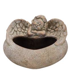 Beton Übertopf Engel+Herz gold 21x18x13cm