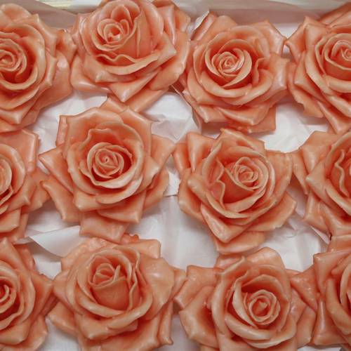 Seiden Wachs Rose lachs D10-12cm im Kiste