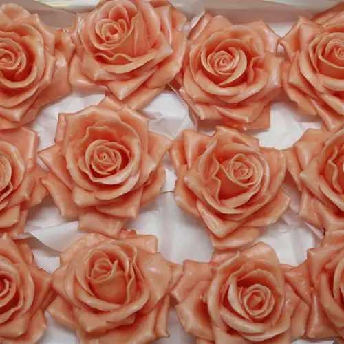 Seiden Wachs Rose lachs D10-12cm im Kiste