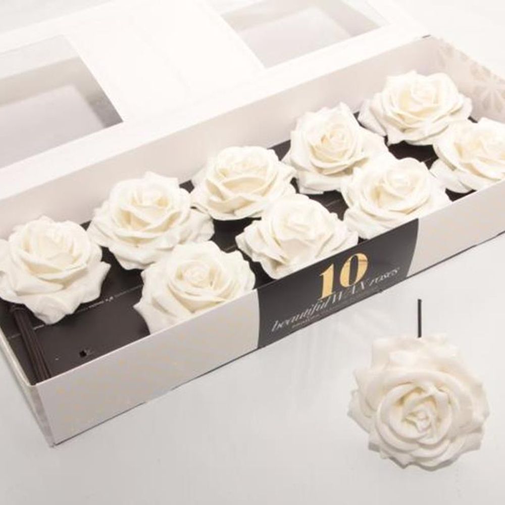 Seiden Wachs Rose weiss soft D12cm (318)