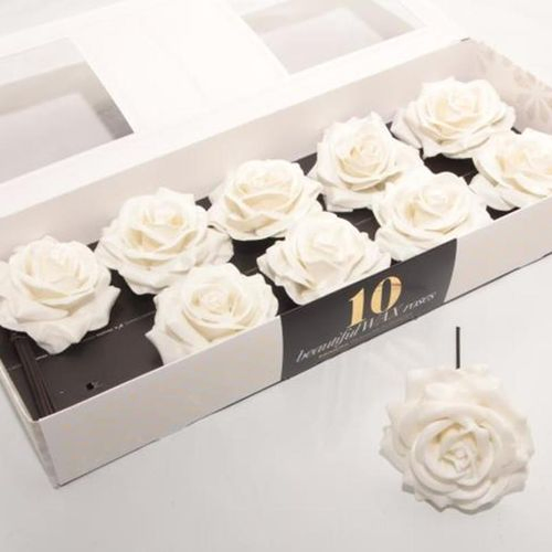 Seiden Wachs Rose weiss soft D12cm (318)