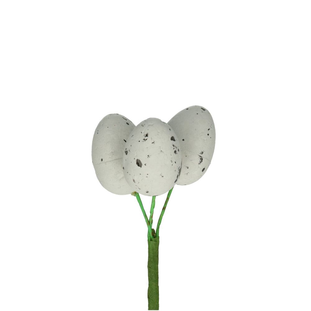 Kiebitzei auf Draht weiss d2.5cm 3st