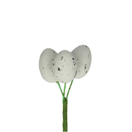 Kiebitzei auf Draht weiss d2.5cm 3st