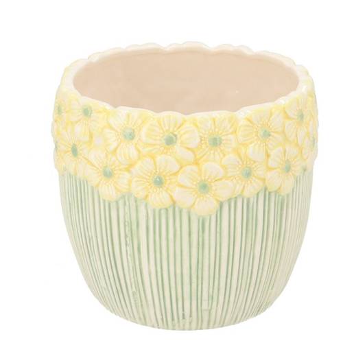 Keramik Übertopf Jane gelb 15x15x13cm