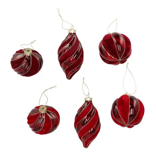 Hänger Kugel Glas Twinkle mix rot Velvet 06x12cm