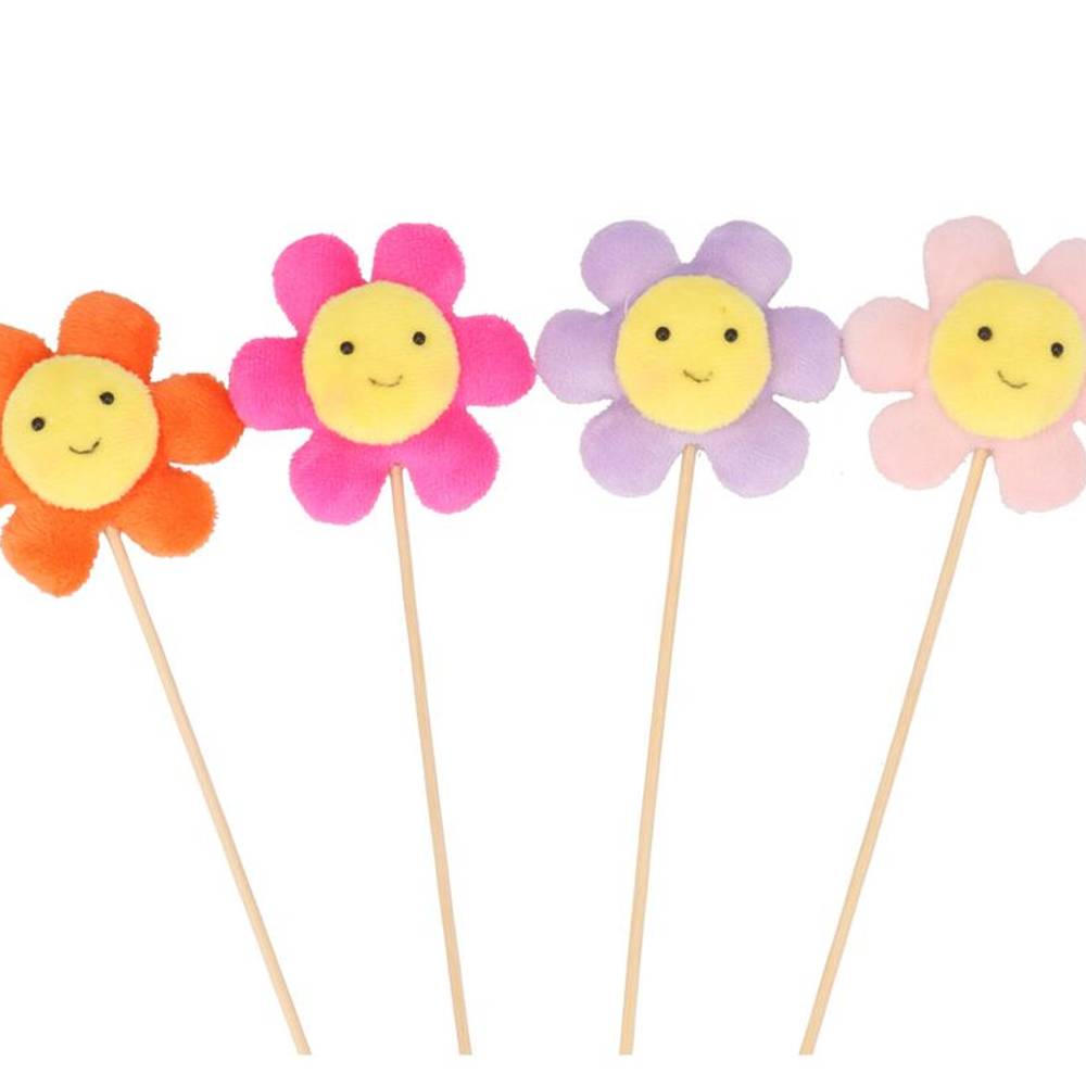 Blumen Smiley auf Stab mix D07cm H36cm