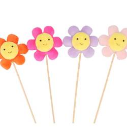 Blumen Smiley auf Stab mix D07cm H36cm