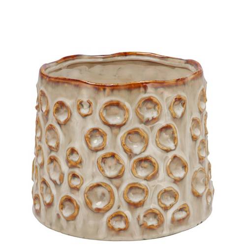 Keramik Übertopf Alora Struktur Sand 13x13x11cm