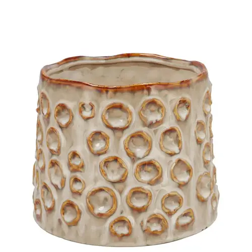 Keramik Übertopf Alora Struktur Sand 13x13x11cm