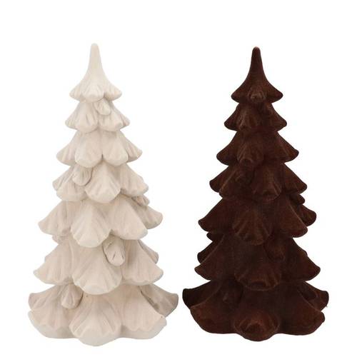 Baum Flock mix braun/creme 15x15x25cm