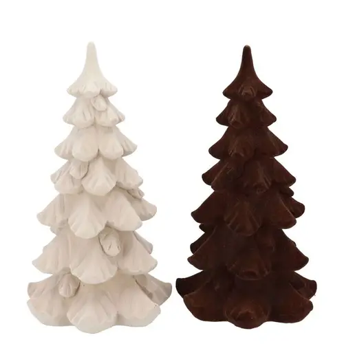 Baum Flock mix braun/creme 15x15x25cm