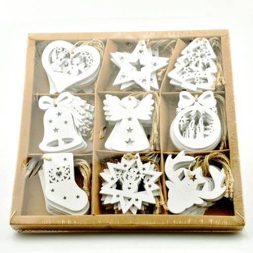 Hänger Weihnachten Holz weiss 7cm