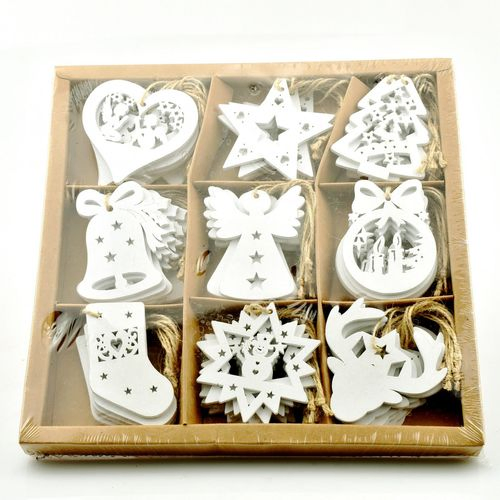 Hänger Weihnachten Holz weiss 7cm