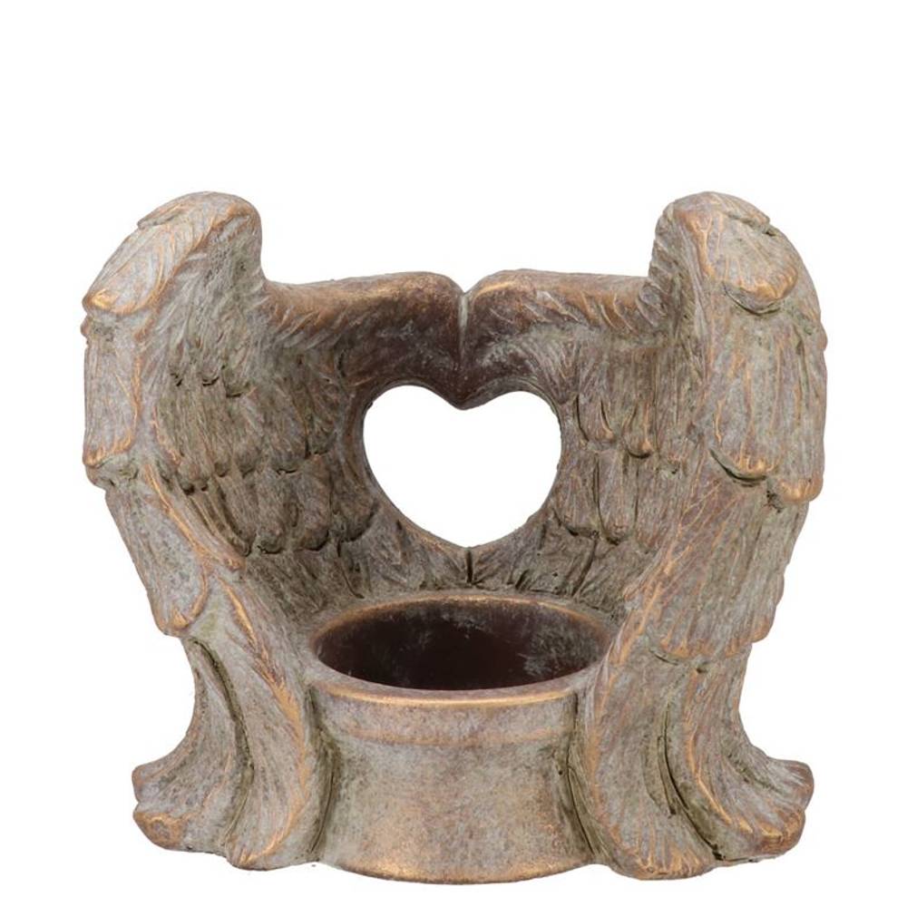 Beton Teelichthalter Wings gold 14x08x13cm