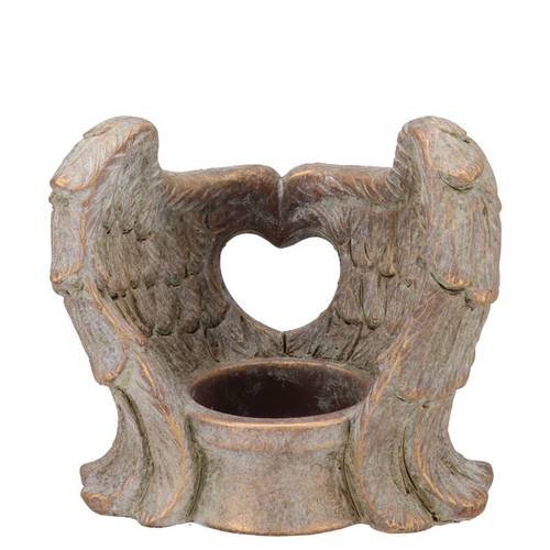 Beton Teelichthalter Wings gold 14x08x13cm