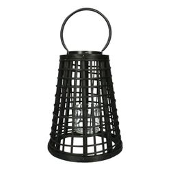 Laterne Draht+Glas schwarz D23cm H31cm