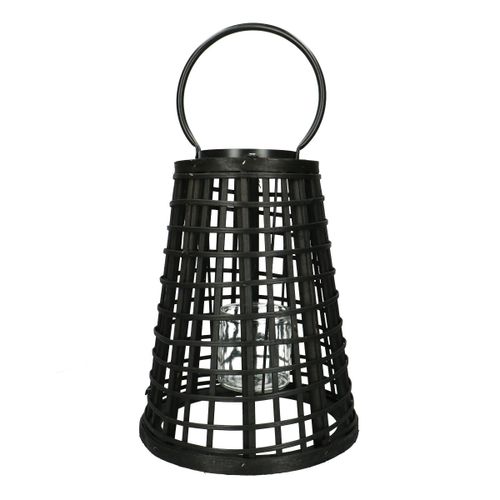 Laterne Draht+Glas schwarz D23cm H31cm