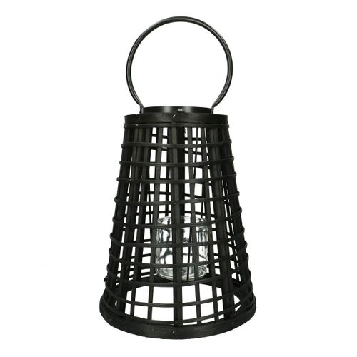 Laterne Draht+Glas schwarz D23cm H31cm