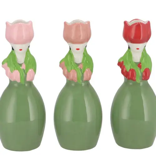 Keramik Vase Lucy Summer mix rosa 09x08x22cm