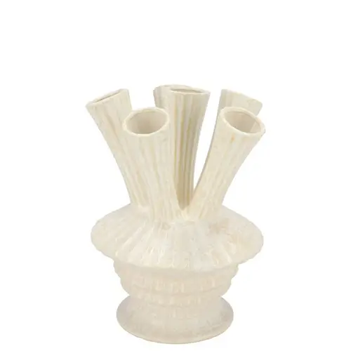 Keramik Vase Maysa Tubes creme 13x13x19cm