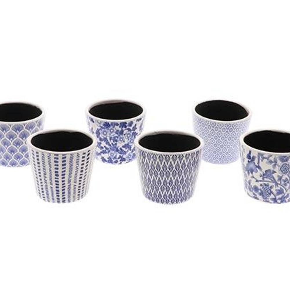 Keramik Übertopf Delfts blau 6/Set D14cm H12cm