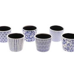 Keramik Übertopf Delfts blau 6/Set D14cm H12cm