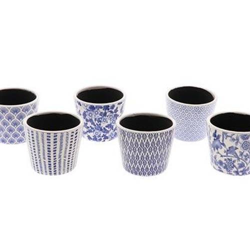 Keramik Übertopf Delfts blau 6/Set D14cm H12cm