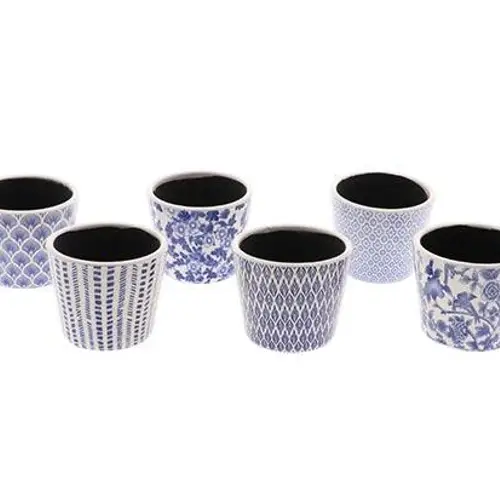 Keramik Übertopf Delfts blau 6/Set D14cm H12cm