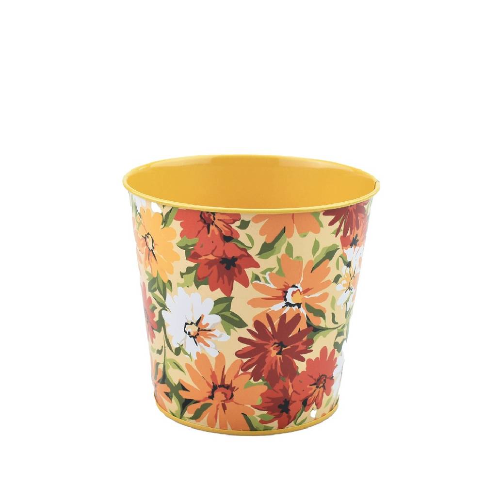 Zink Übertopf Bloom orange D15cm H13.5cm 