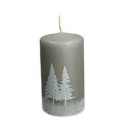 Kerze Stumpf Safe Baum grau D07cm H13cm