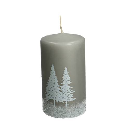 Kerze Stumpf Safe Baum grau D07cm H13cm