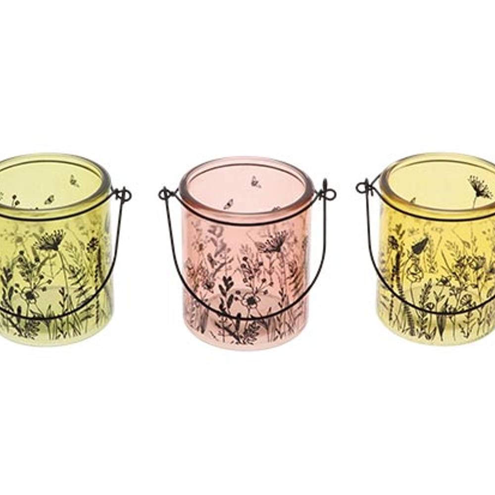 Glas Teelicht wilde Blüte mix D08.5cm H10cm