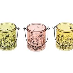 Glas Teelicht wilde Blüte mix D08.5cm H10cm