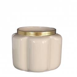 Keramik Übertopf Pouff creme D15.5cm H12cm