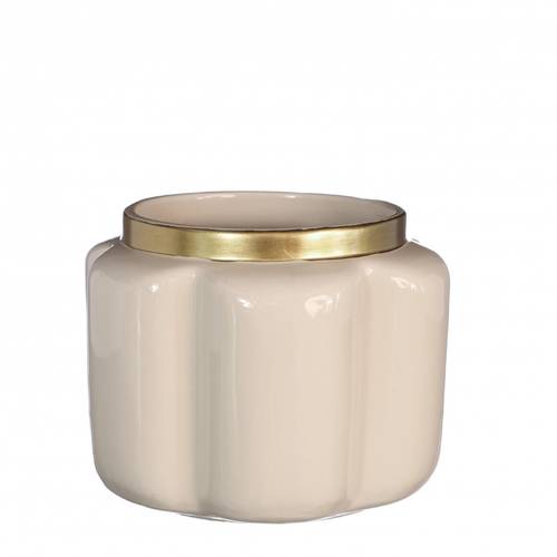 Keramik Übertopf Pouff creme D15.5cm H12cm