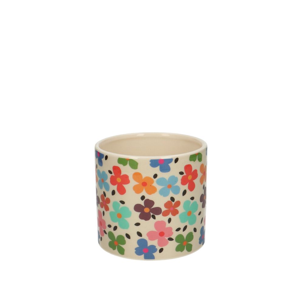 Keramik Übertopf Flowery mix D10cm H09.5cm
