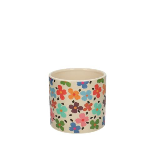 Keramik Übertopf Flowery mix D10cm H09.5cm