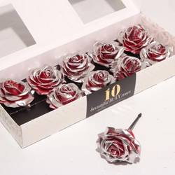 Seiden Wachs Rose rot/silber d12cm (540) Blush
