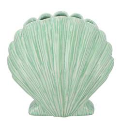 Keramik Vase Jakobsmuschel grün 26x15x26cm