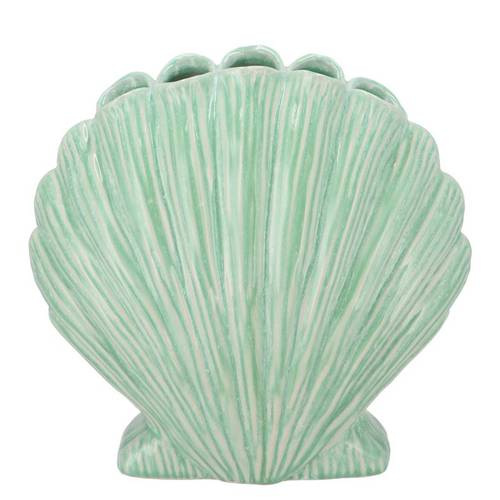 Keramik Vase Jakobsmuschel grün 26x15x26cm