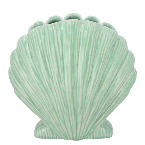 Keramik Vase Jakobsmuschel grün 26x15x26cm