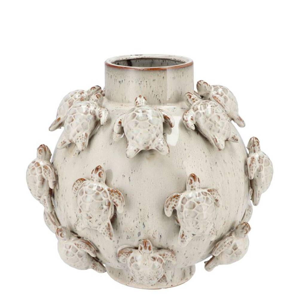 Keramik Vase Schildkröte weiss 29x29x27cm