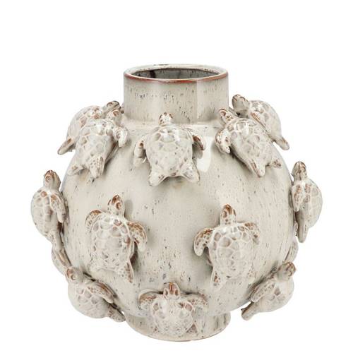 Keramik Vase Schildkröte weiss 29x29x27cm