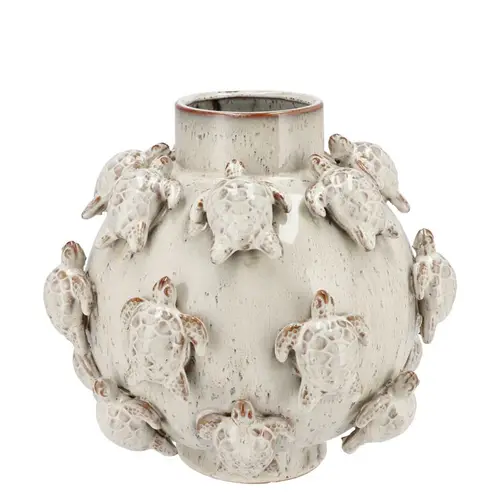 Keramik Vase Schildkröte weiss 29x29x27cm