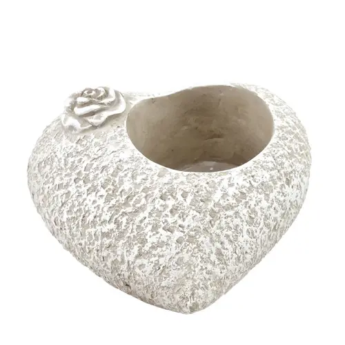 Beton Übertopf Herz+Rose 20x17x09cm