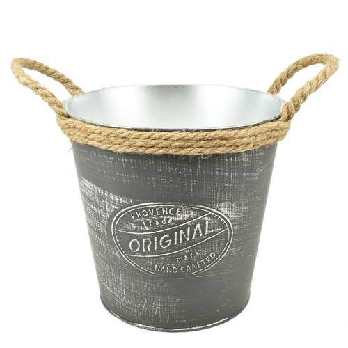 Zink Übertopf Provence grau D21.5cm H21cm 