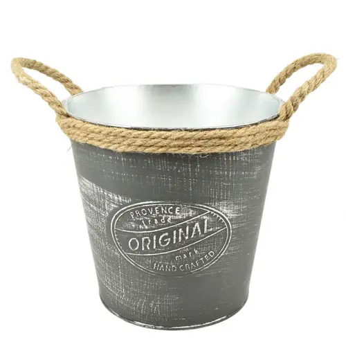 Zink Übertopf Provence grau D21.5cm H21cm 