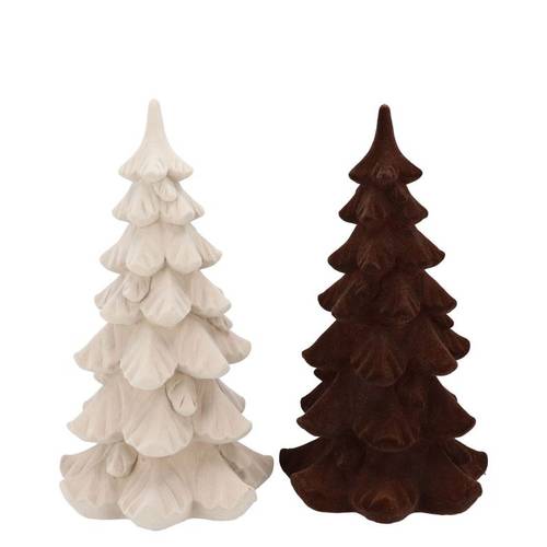 Baum Flock mix braun/creme 11x11x18cm