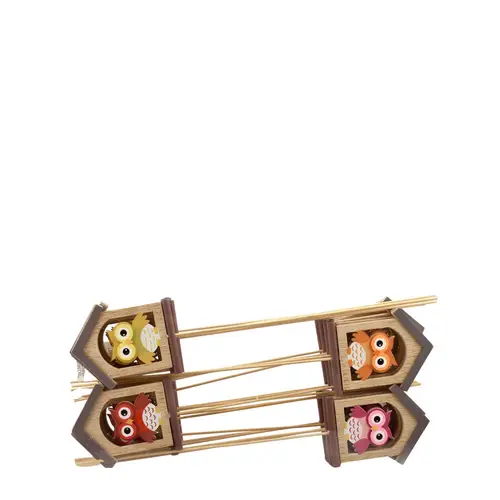 Eule+Haus auf Stab Holz D07.5cm L20cm