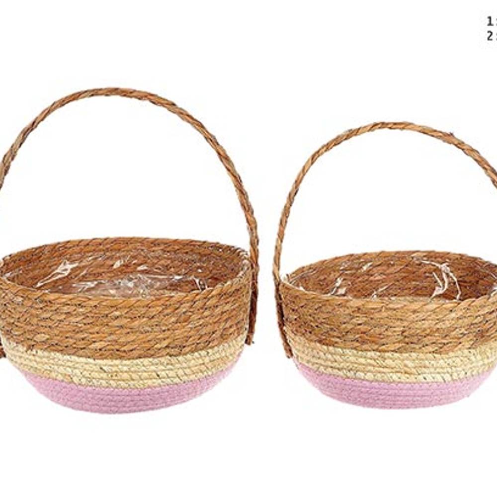 Korb Makka mit rosa 2/Set D24cm H12cm